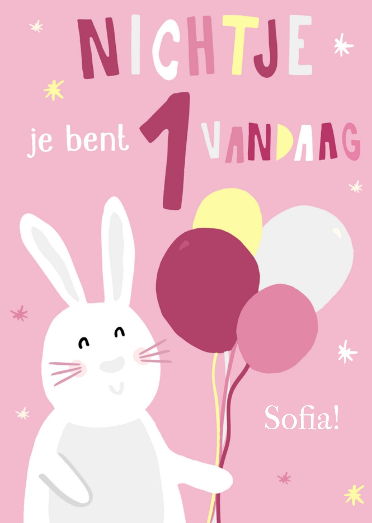 Greetz Verjaardagskaart konijn met naam Standard Card
