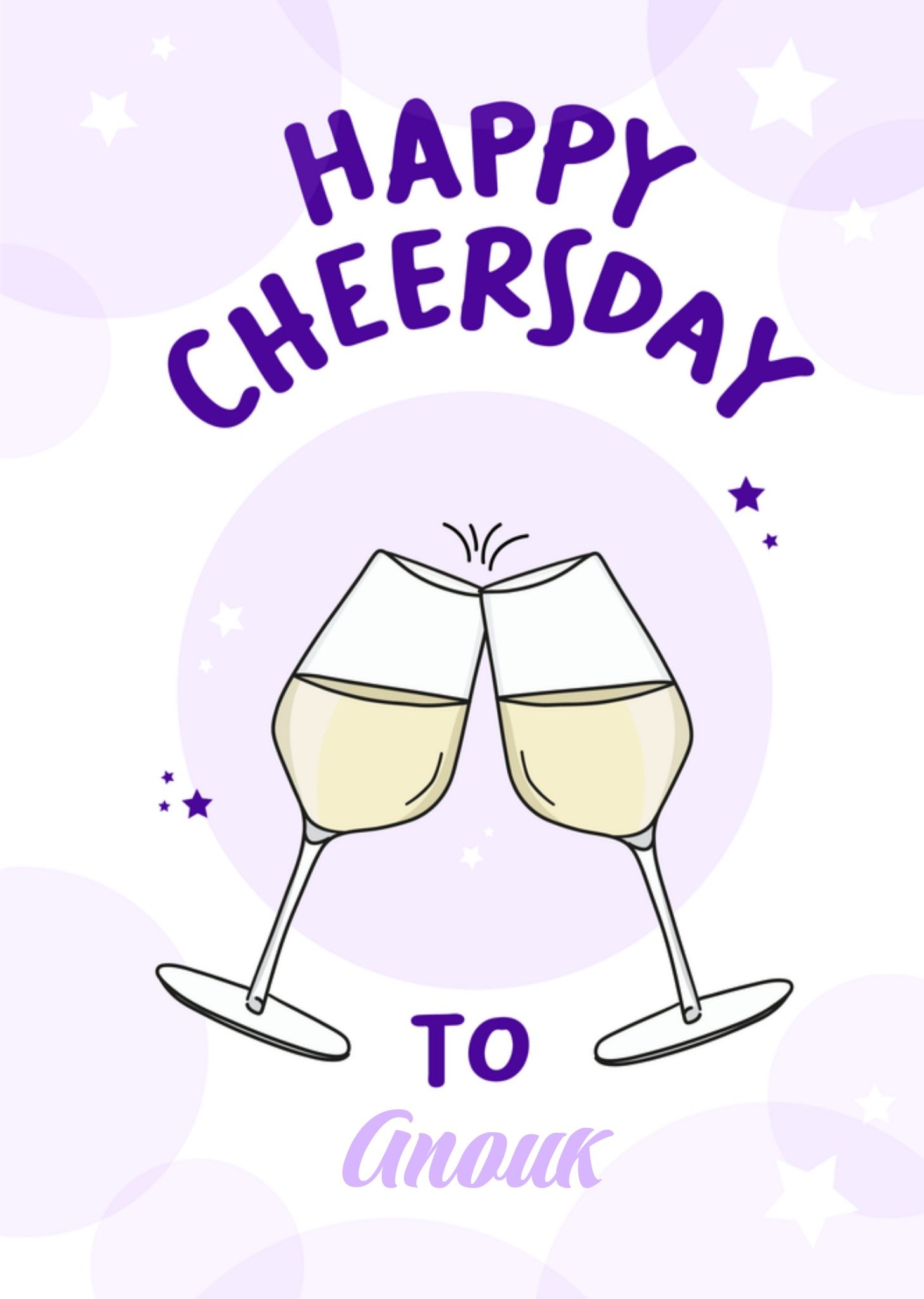 Verjaardagskaart Aanpasbare naam Cheers Kaart Liefs Jansje