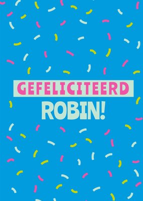 Confetti Patroon Typografisch Gefeliciteerd Kaart