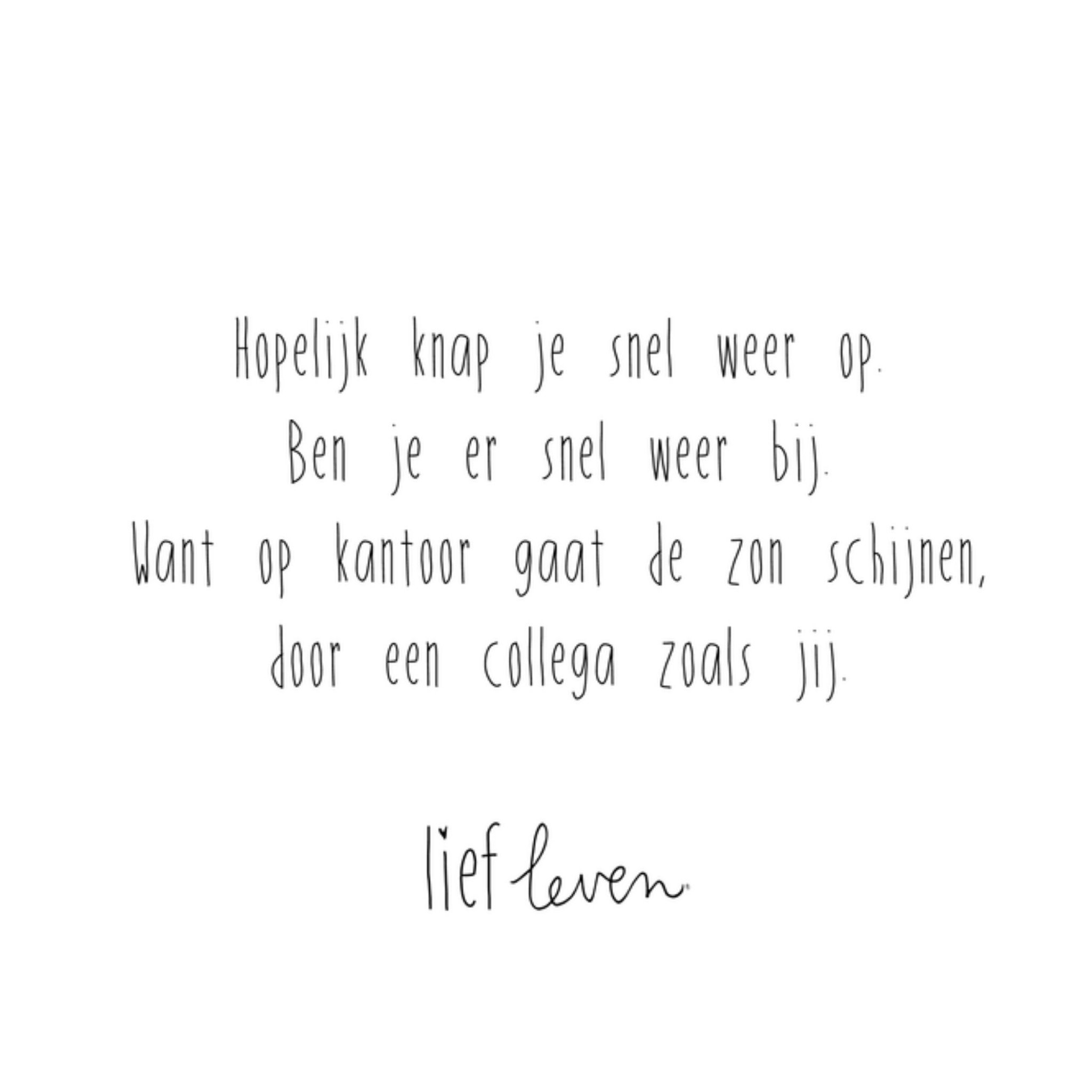 Beterschapskaart Collega Vierkante Kaart Lief Leven