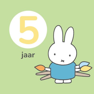 Miffy | Verjaardagskaart | 5 jaar | Aanpasbare tekst