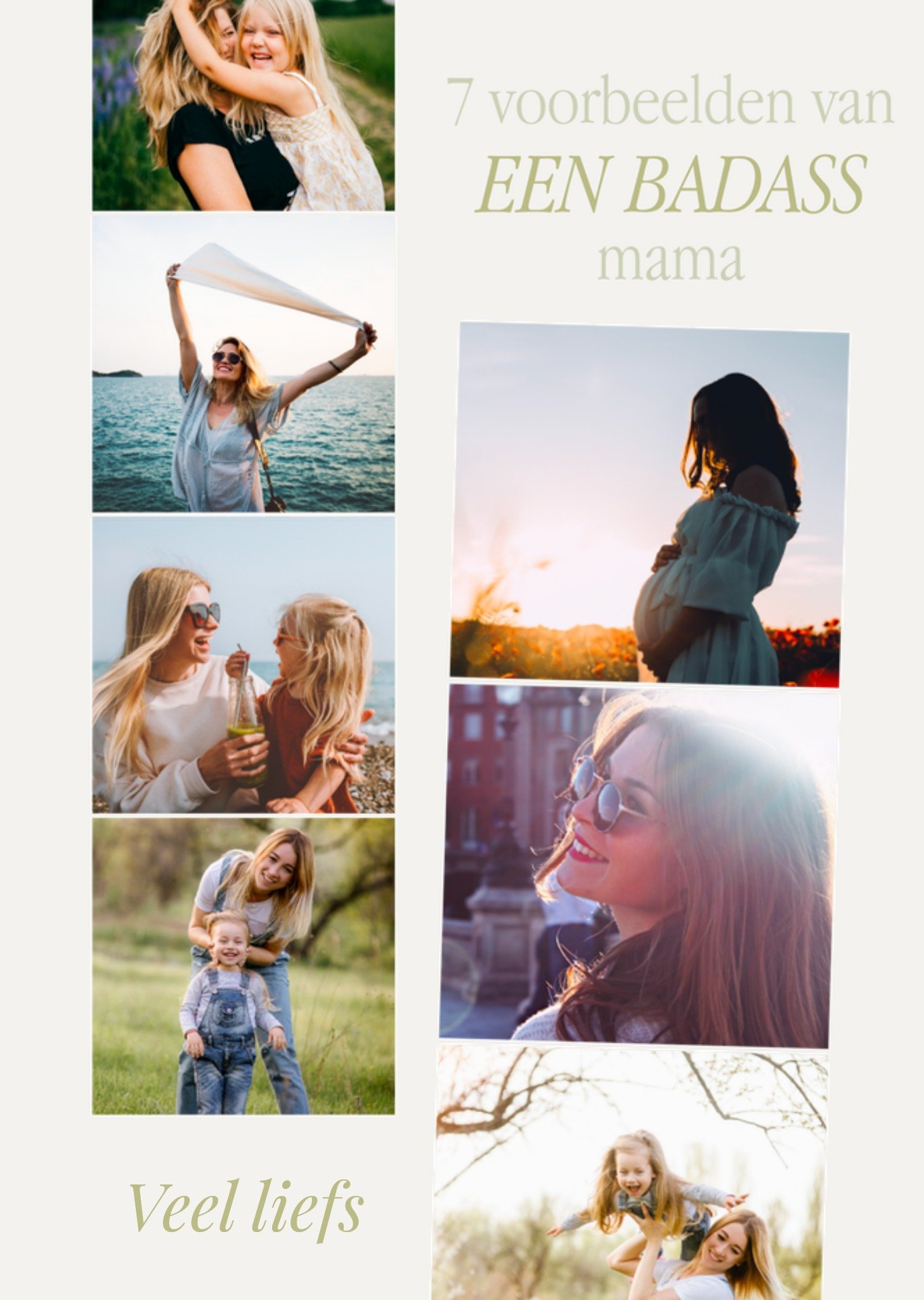 Moederdagkaart 7 voorbeelden van een badass mama Fotokaart Aanpasbare tekst Kaart Greetz