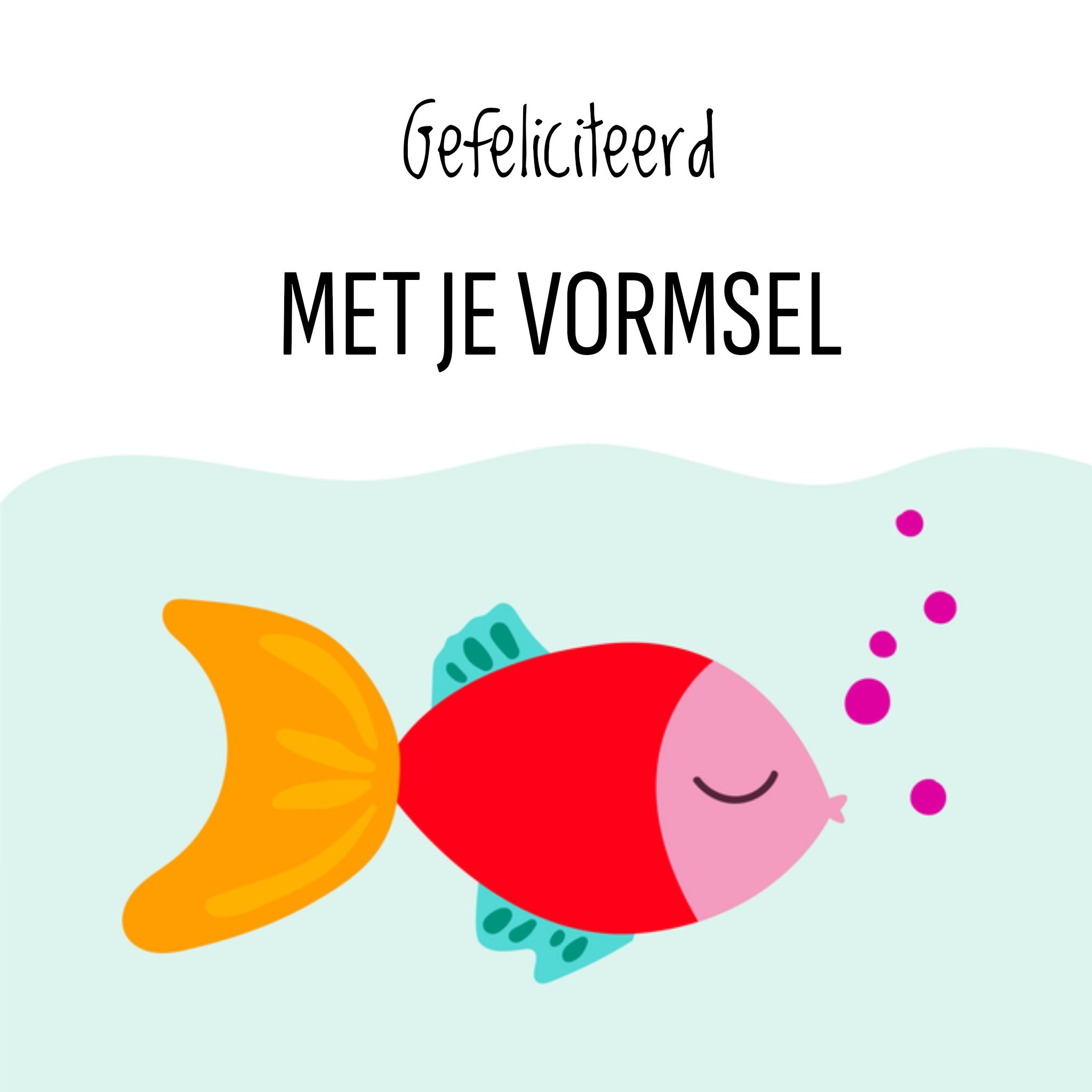 Greetz Vormsel kaart Gefeliciteerd roze vis Vierkant