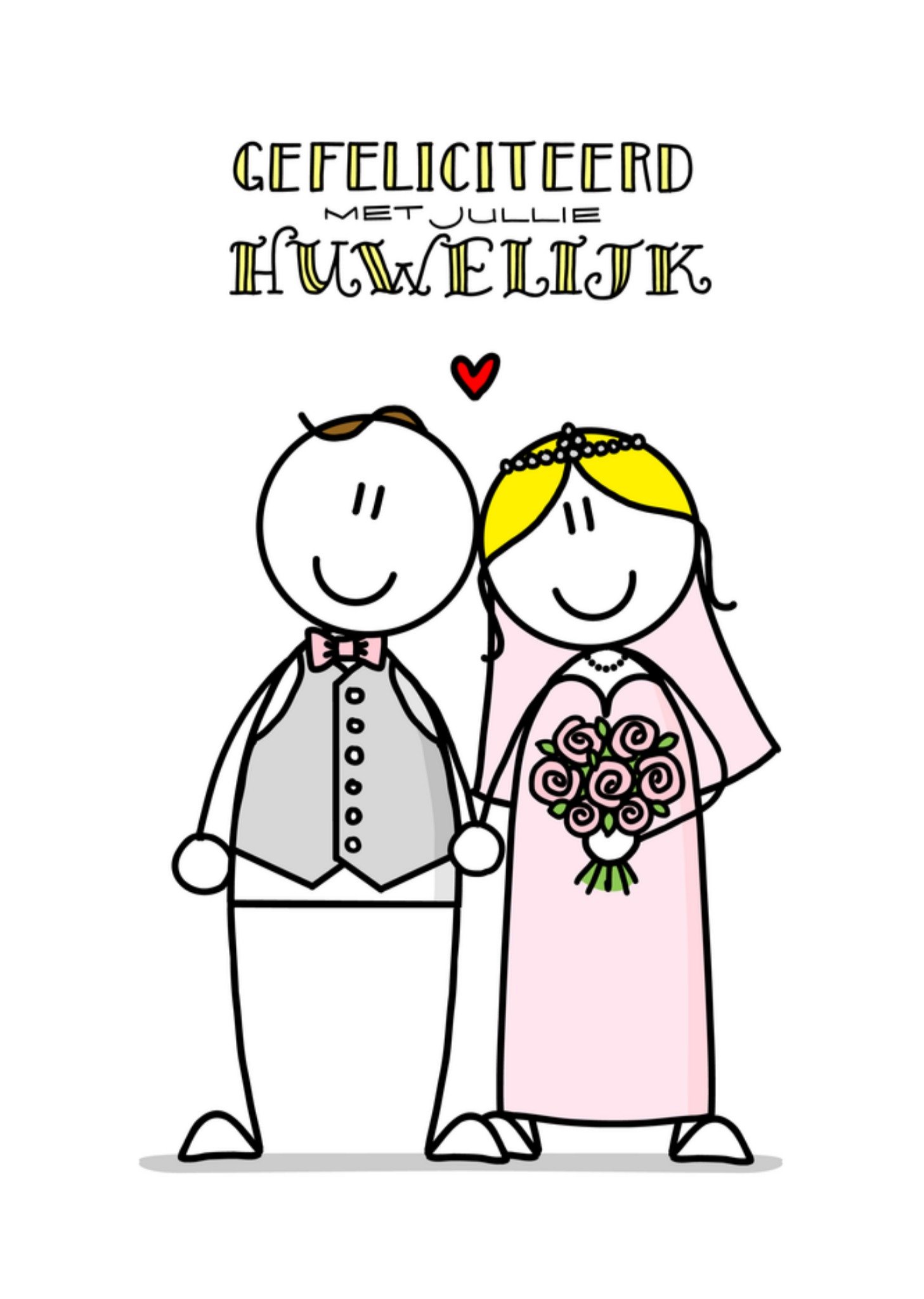 Huwelijkskaart Gefeliciteerd Kaart YH Tekent