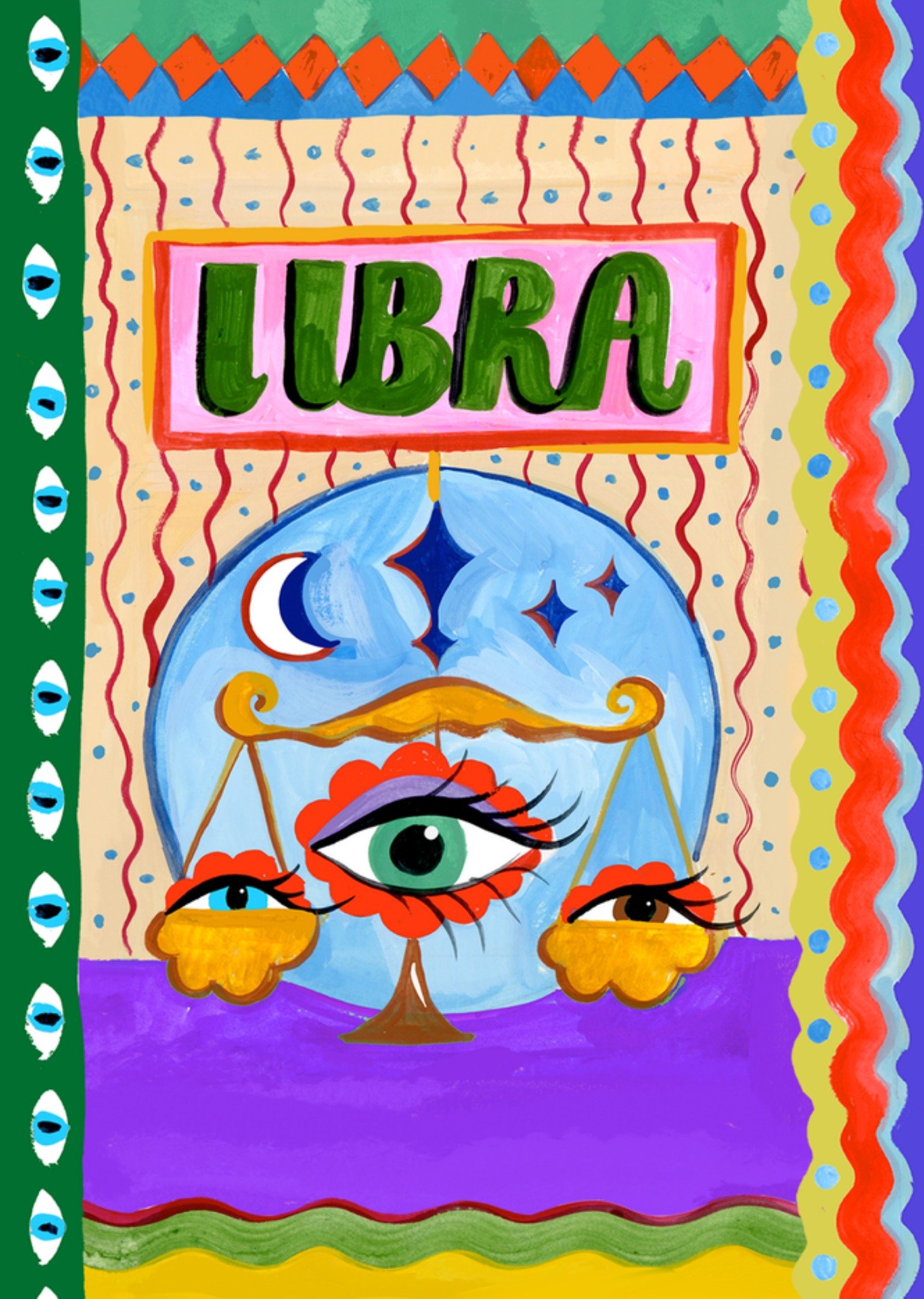 Verjaardagskaart Libra Zodiac Sign Kaart Eleanor Bowmer