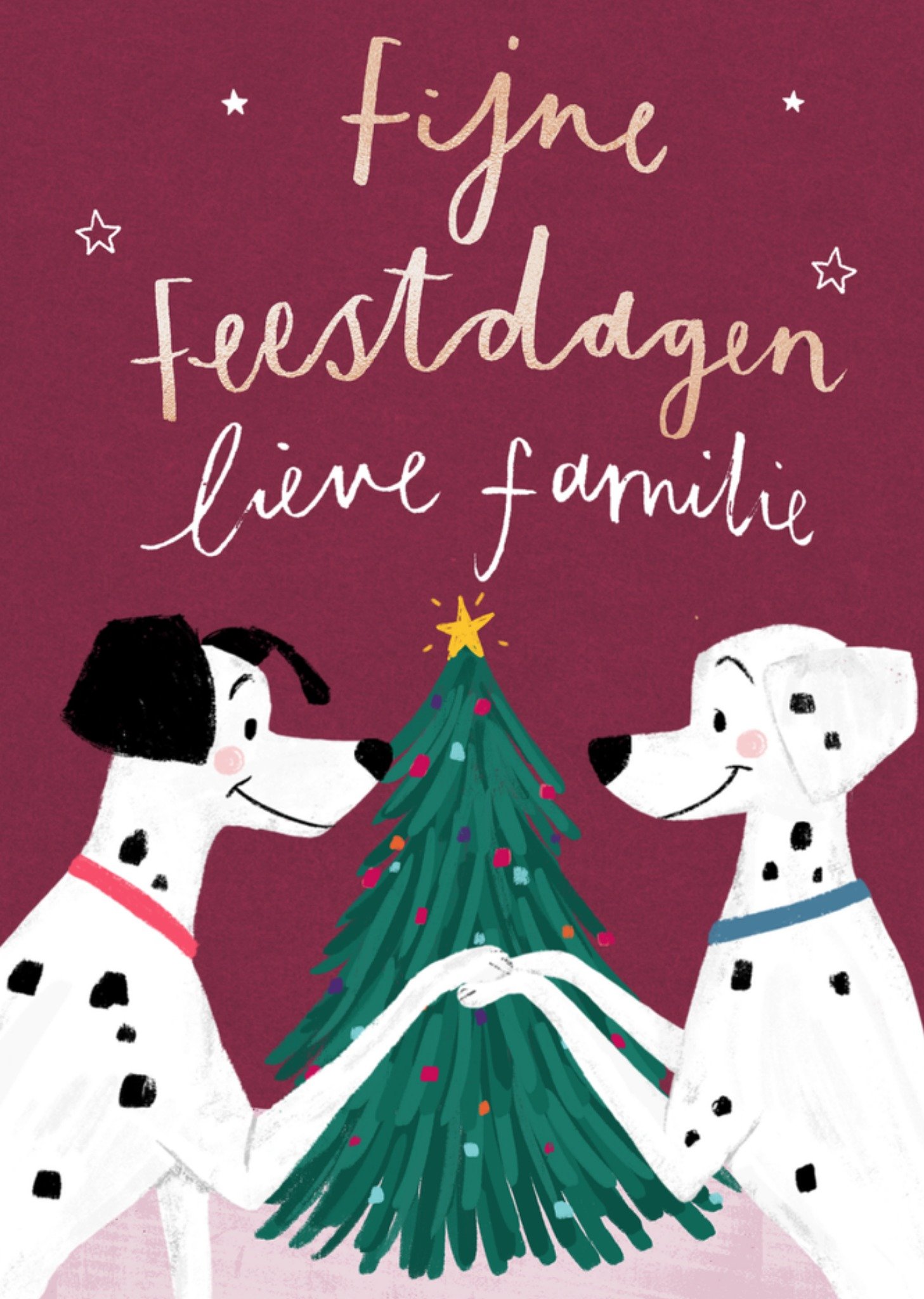 Kerstkaart Dalmatiers Lieve familie Disney