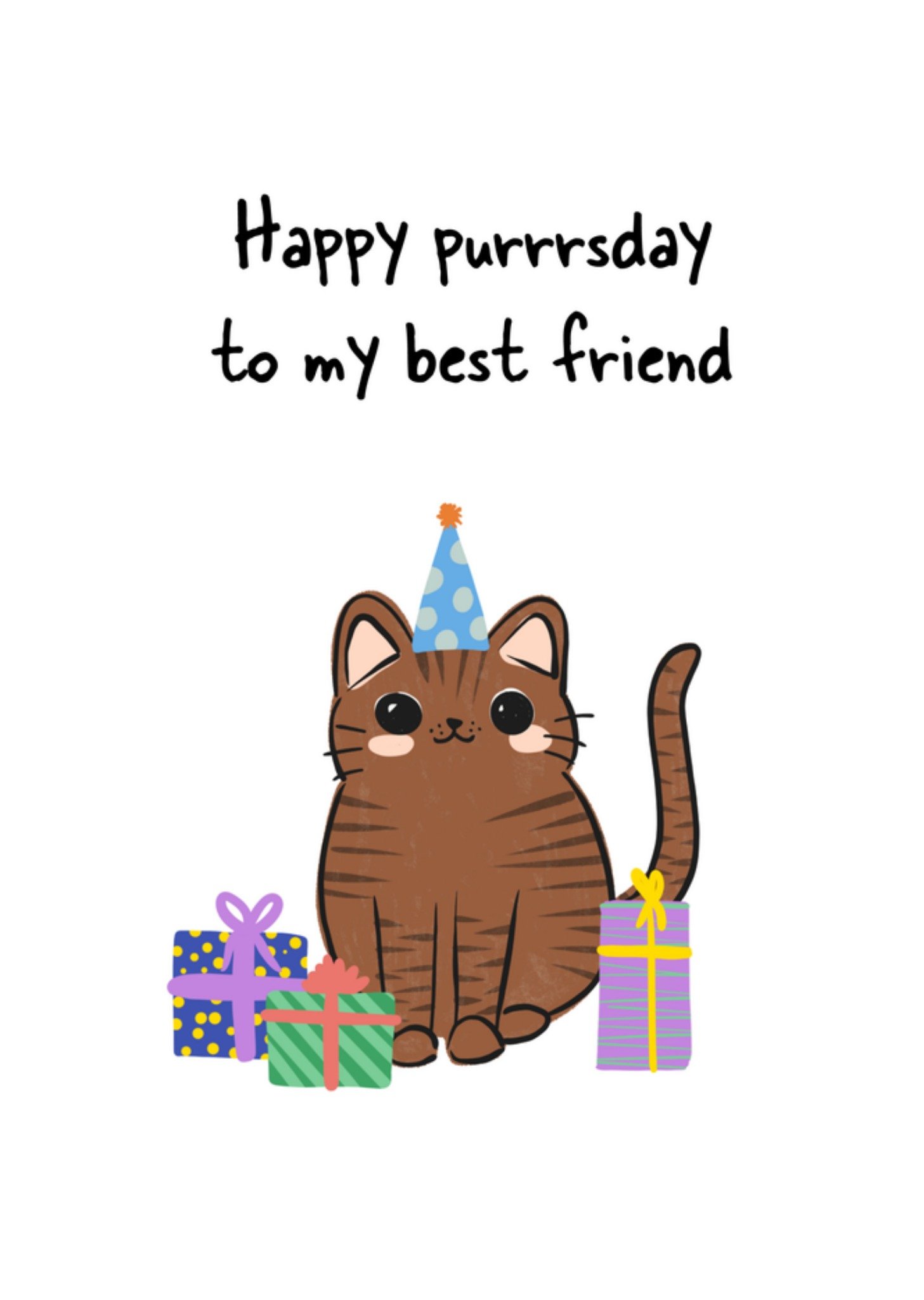 Verjaardagskaart illustratie kat Greetz