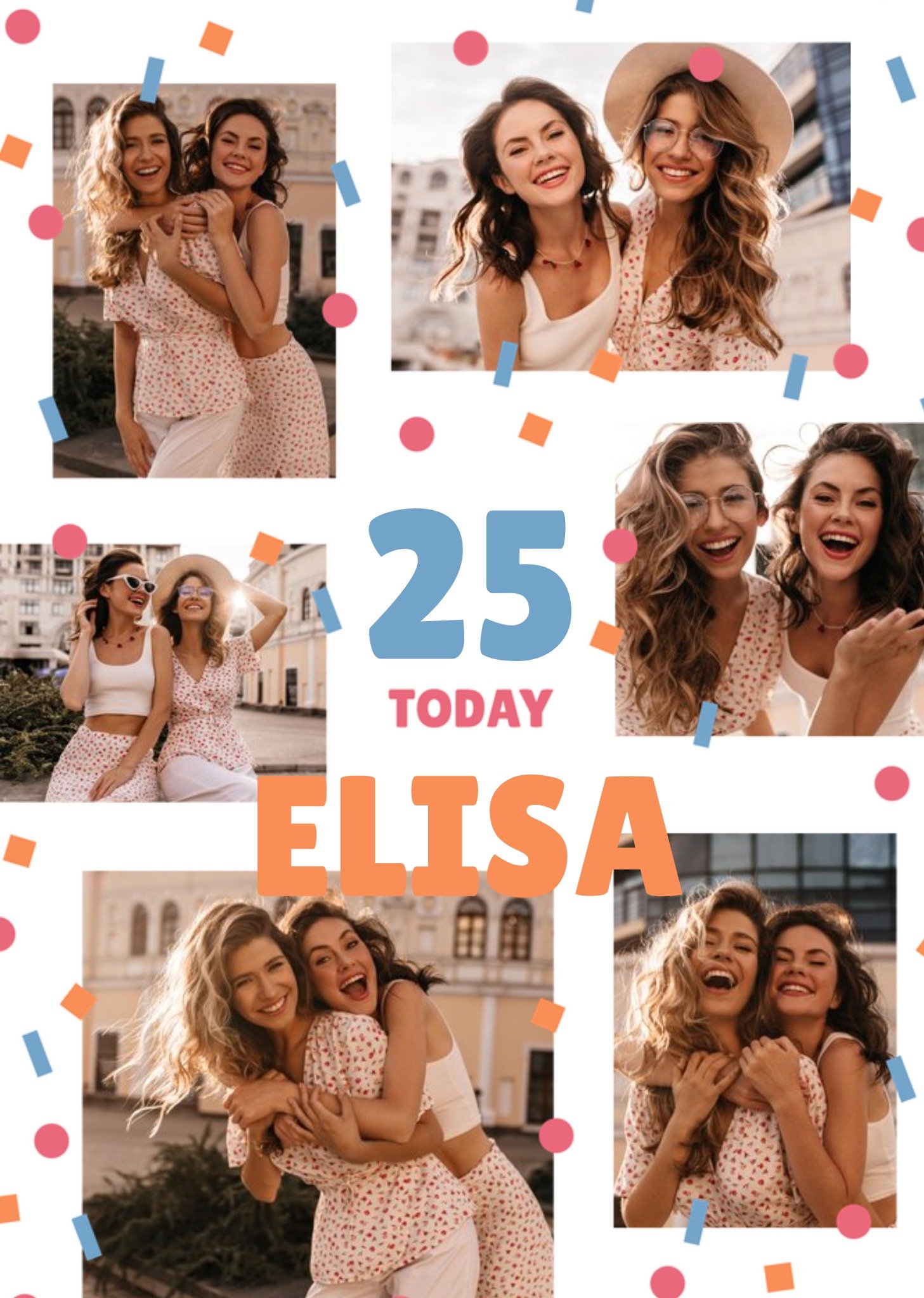 Greetz Verjaardagskaart Confetti 25 today Standard Card