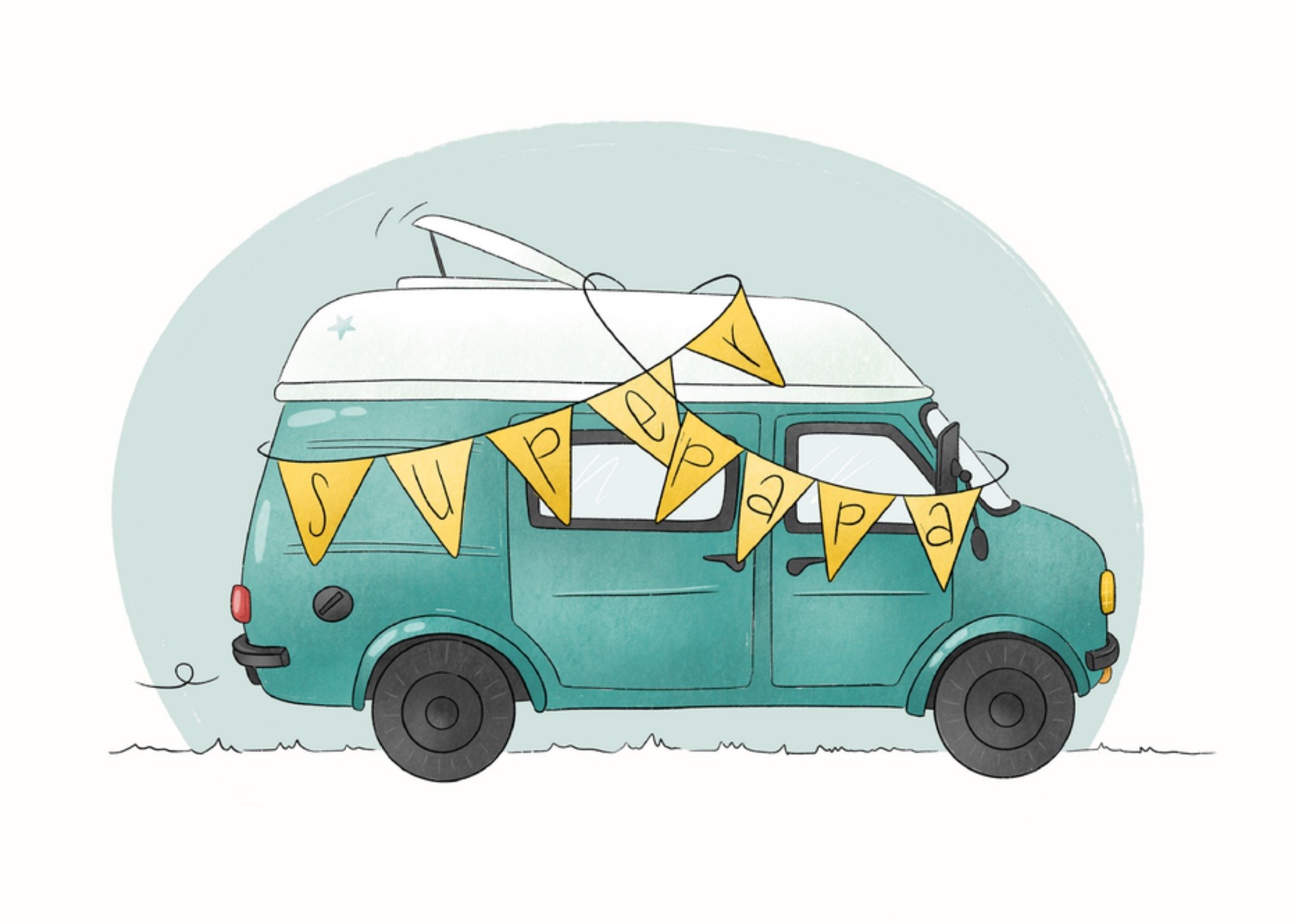 Studio Fred Vaderdagkaart Super Papa Camper Van Kaart Studio Fred Illustraties