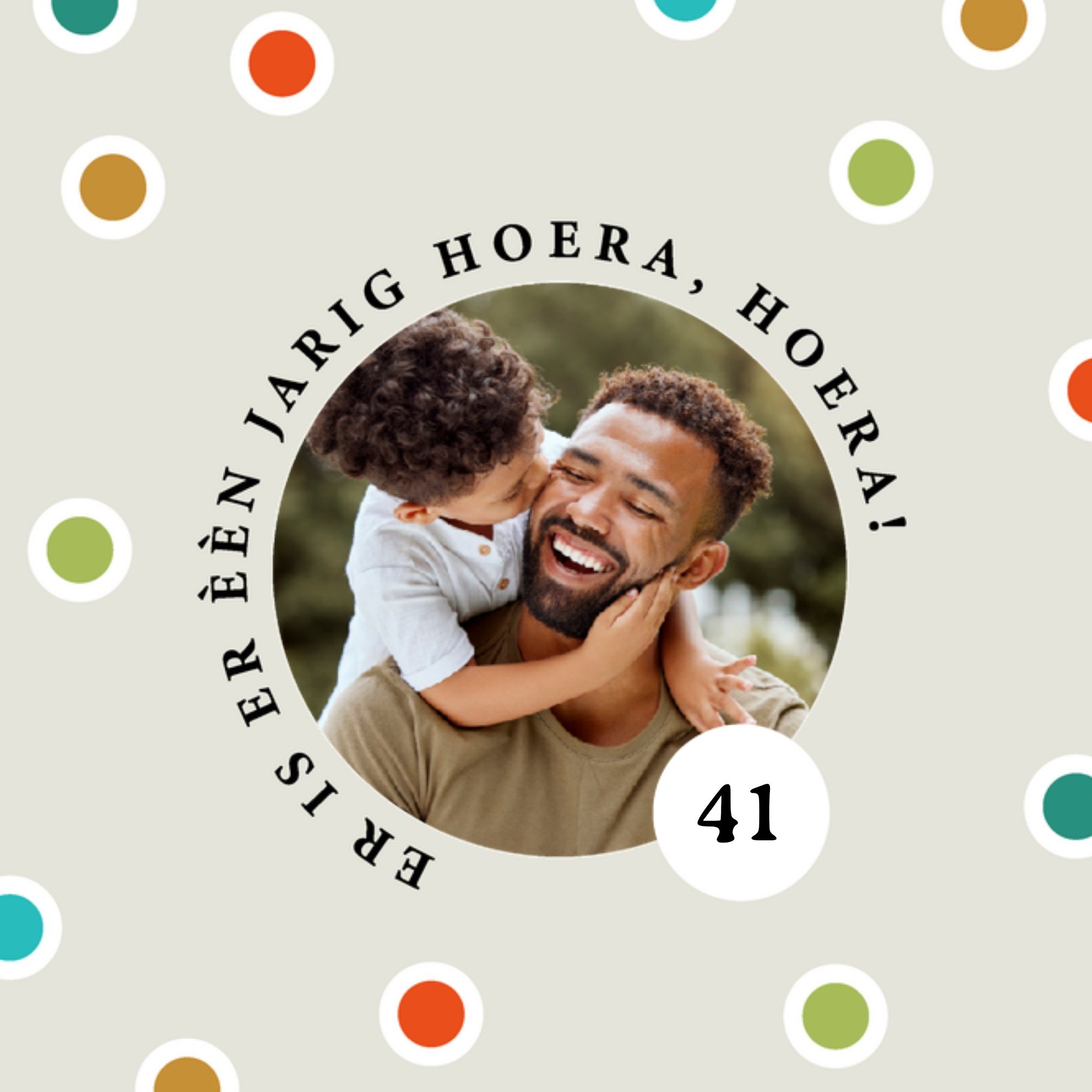 Greetz Verjaardagskaart Stippen Met foto en leeftijd Vierkant