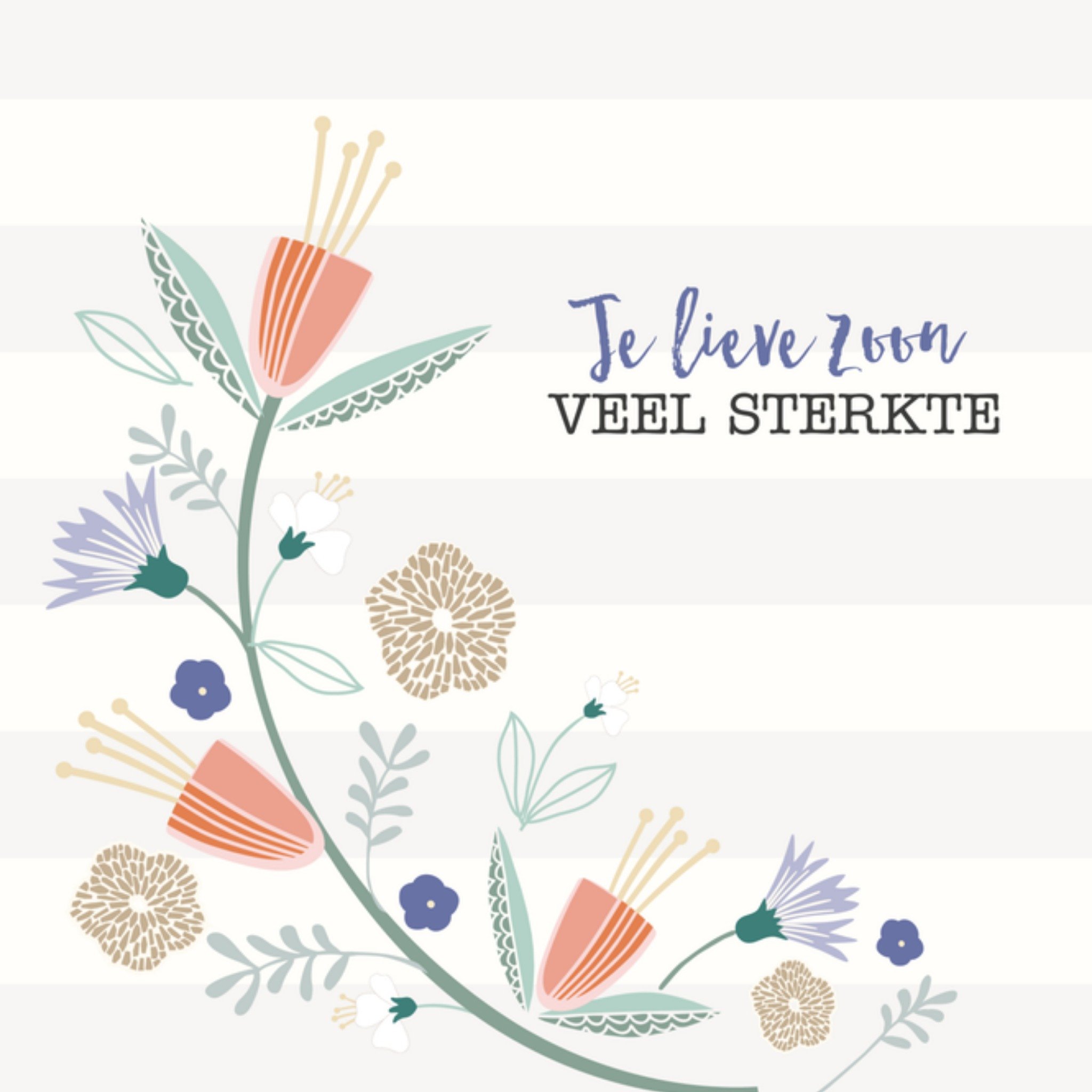 Condoleancekaart zoon bloemen Vierkante Kaart TMS