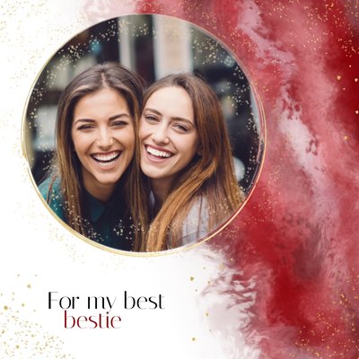 For My Best Bestie Aquarel Met Gouden Spetters Foto Upload Vriendschap Kaart