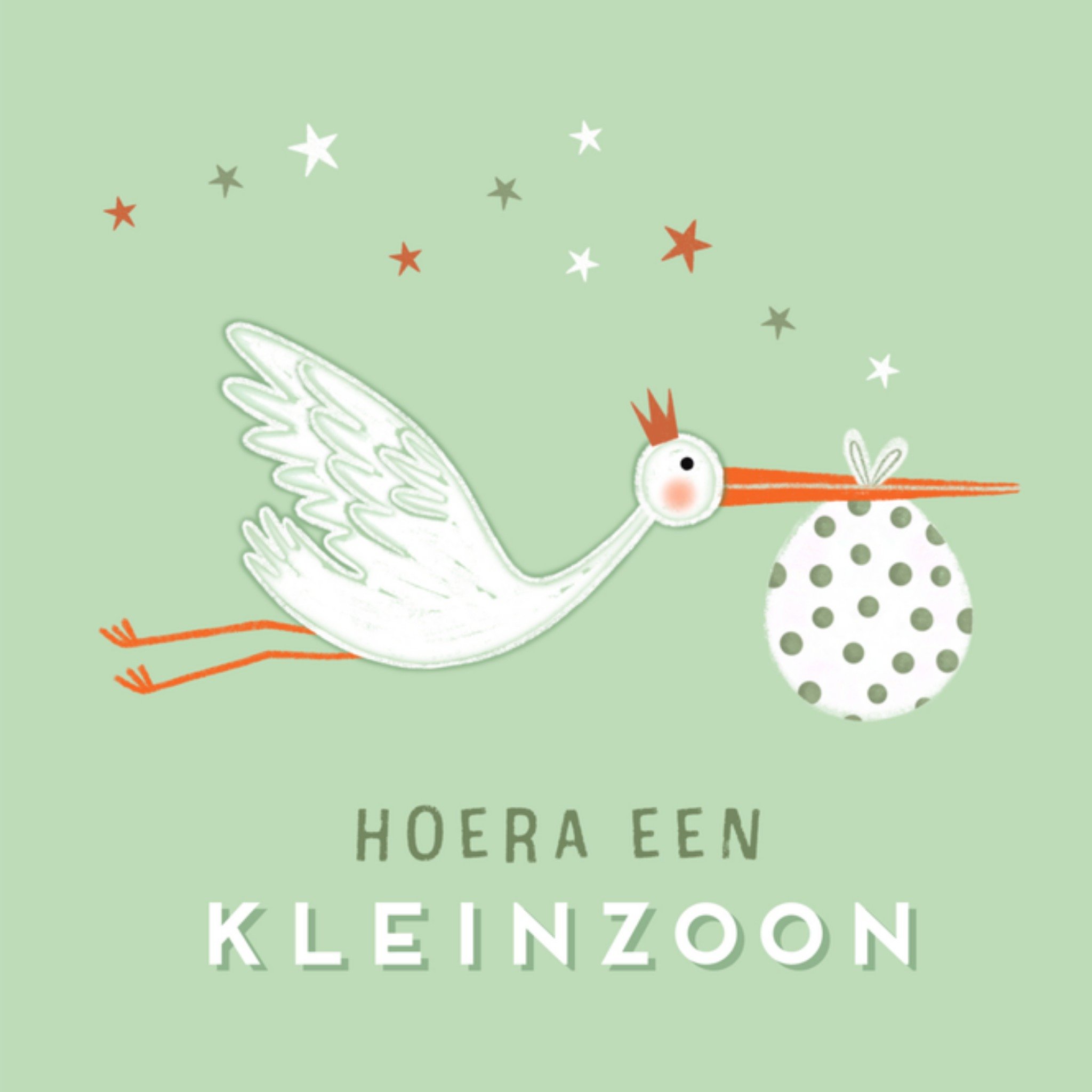 Geboortekaart ooievaar Vierkante Kaart Marieke Witke