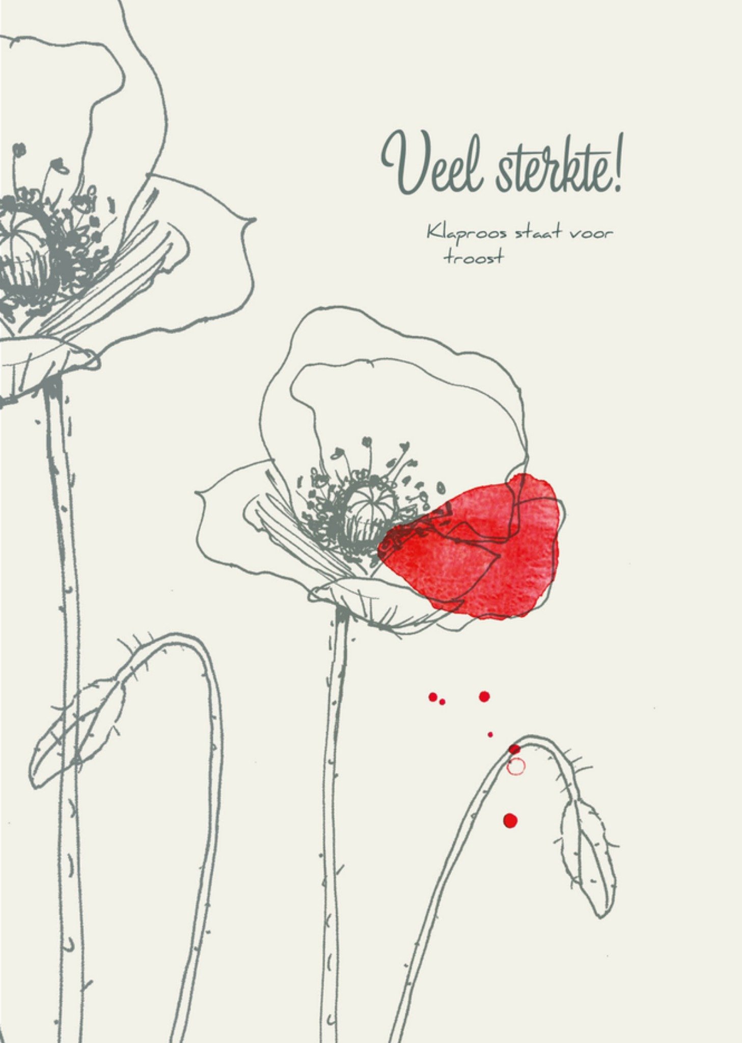 Condoleancekaart Klaproos voor troost Kaart Veer Moon