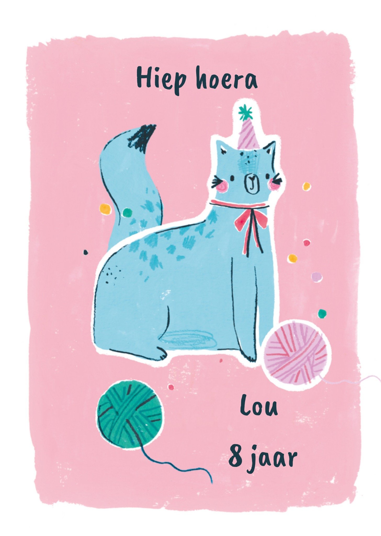HotchPotch Verjaardagskaart kat met naam Kaart Hotchpotch