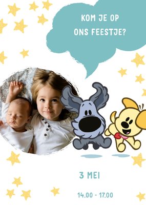 Woezel en Pip | Uitnodiging kinderfeestje | fotokaart