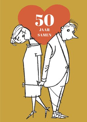 50 Jaar Samen Geïllustreerd Stel Jubileum Kaart