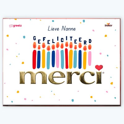 Merci | Gefeliciteerd met eigen naam | 675gr