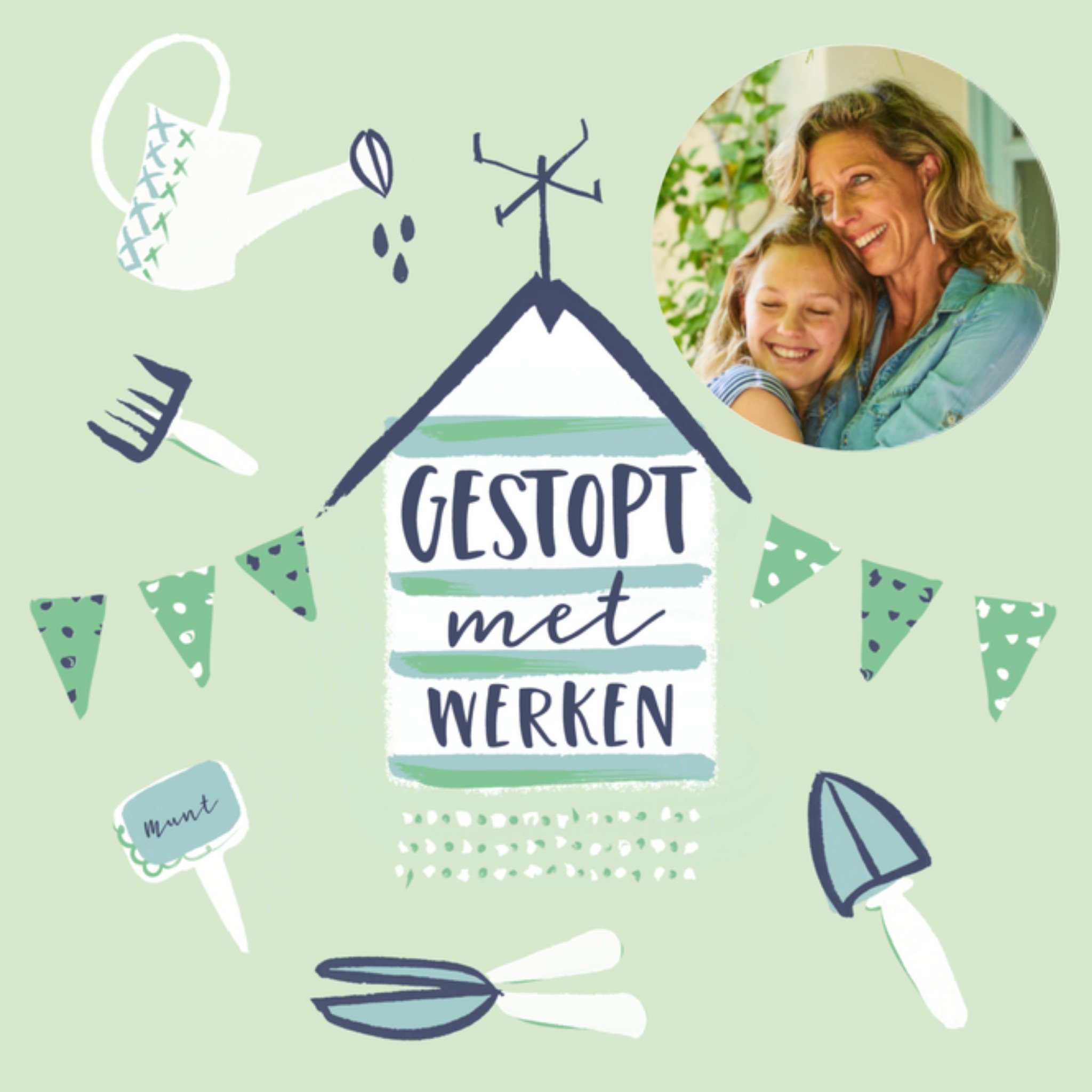 Pensioenkaart foto tuinieren Vierkante Kaart Paperclip