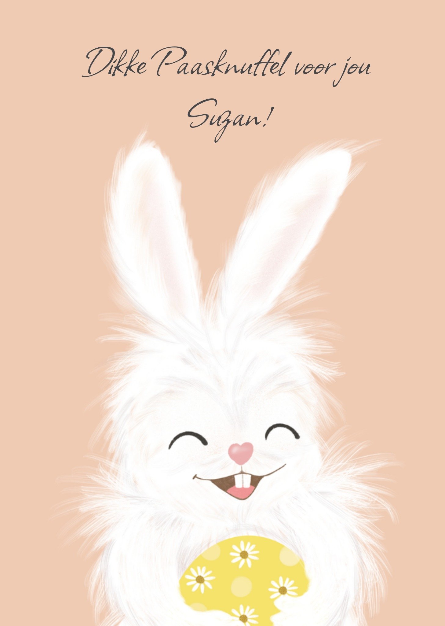 Paaskaart konijn met naam Kaart Tsjip
