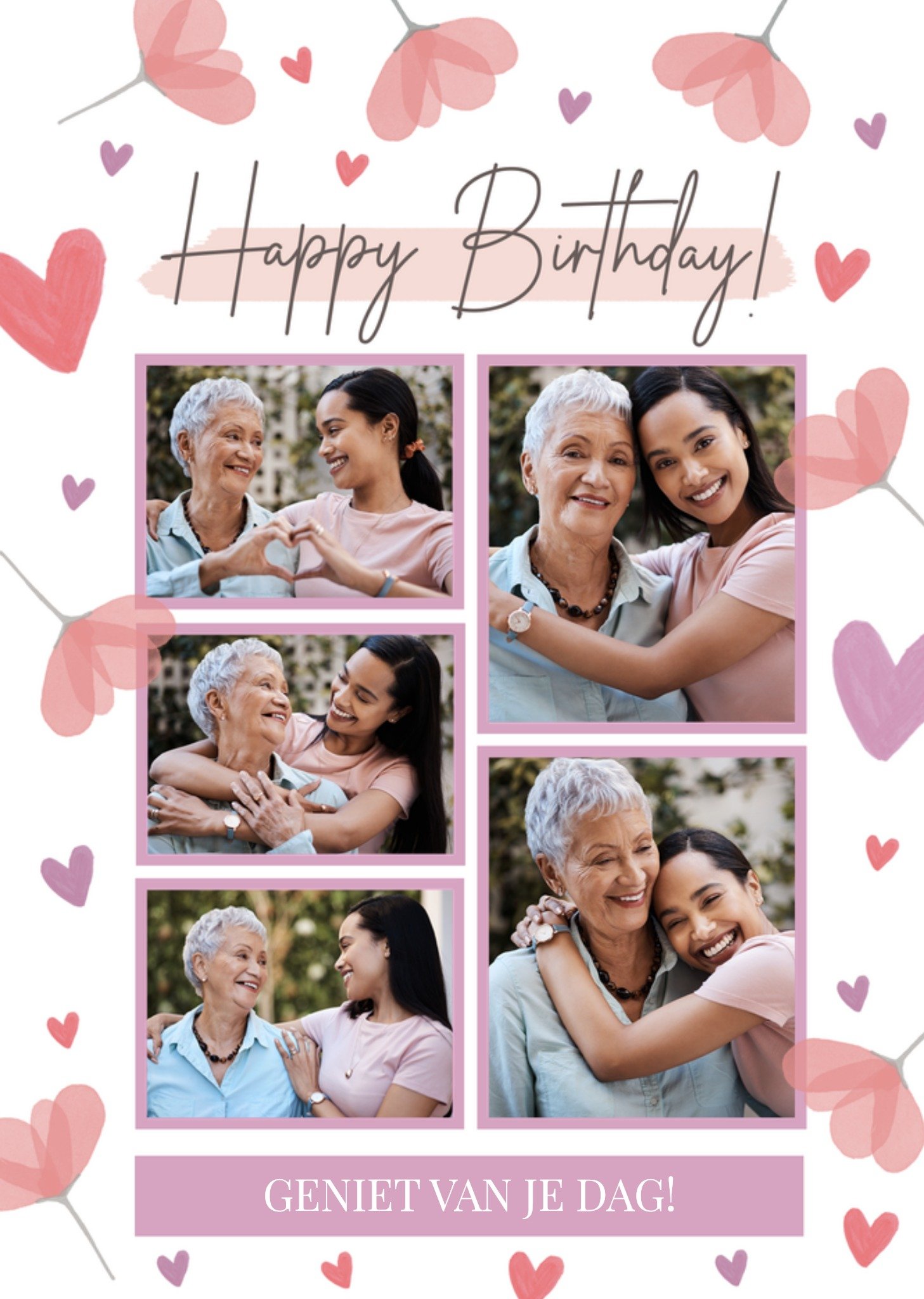 Greetz Verjaardagskaart Happy Birthday Roze bloemen Standard Card