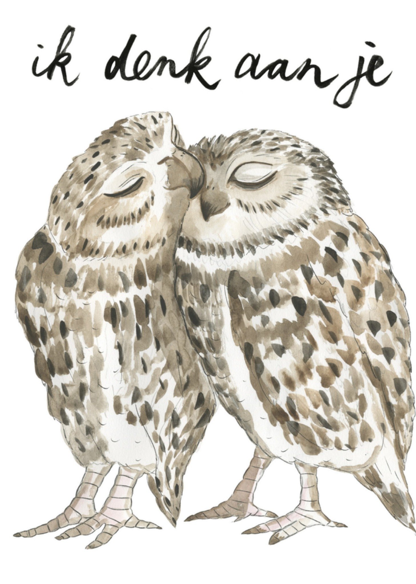 Denken aan Illustratie Uil Kaart Marie Bodié