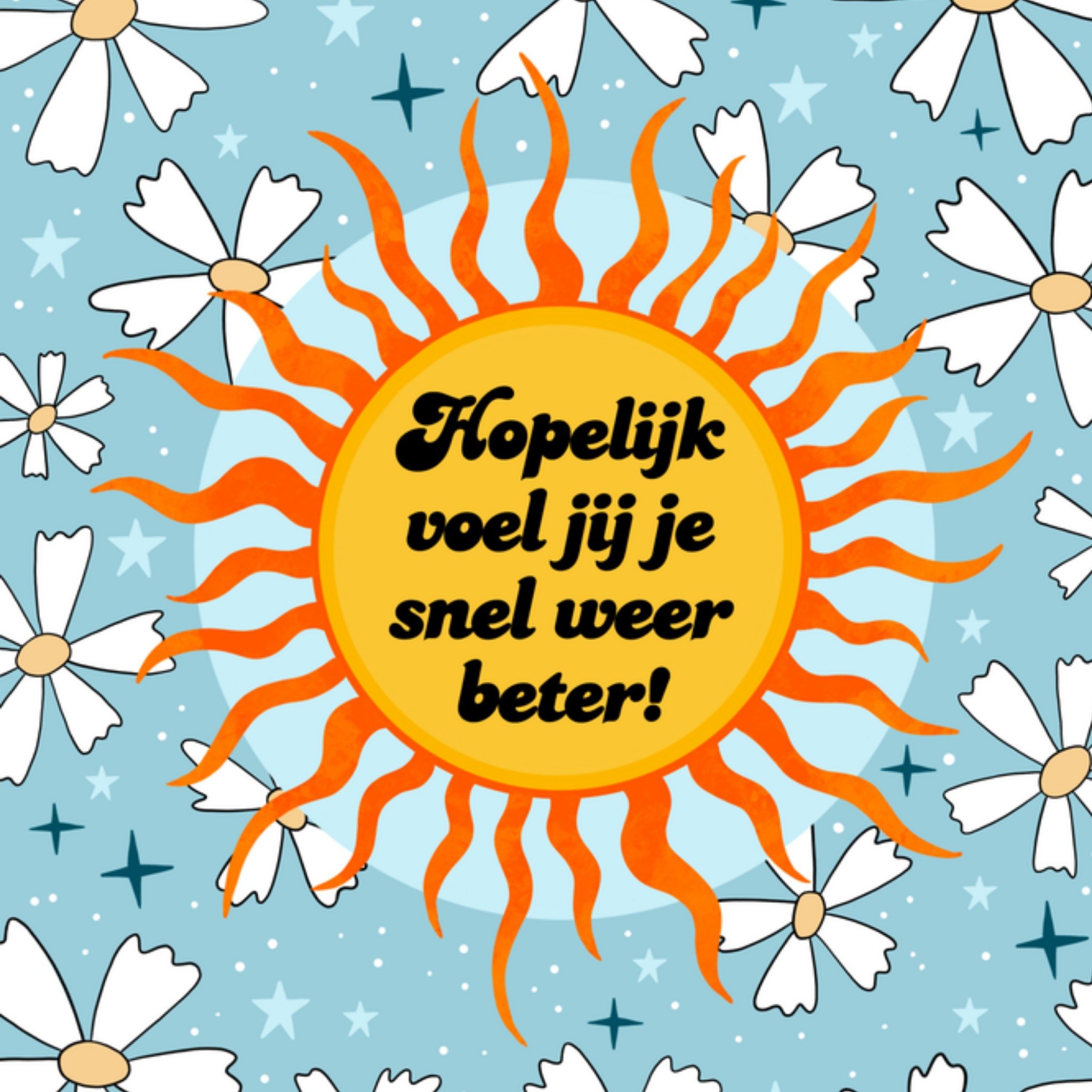 Greetz Beterschapskaart Bloemen Zon Vierkant
