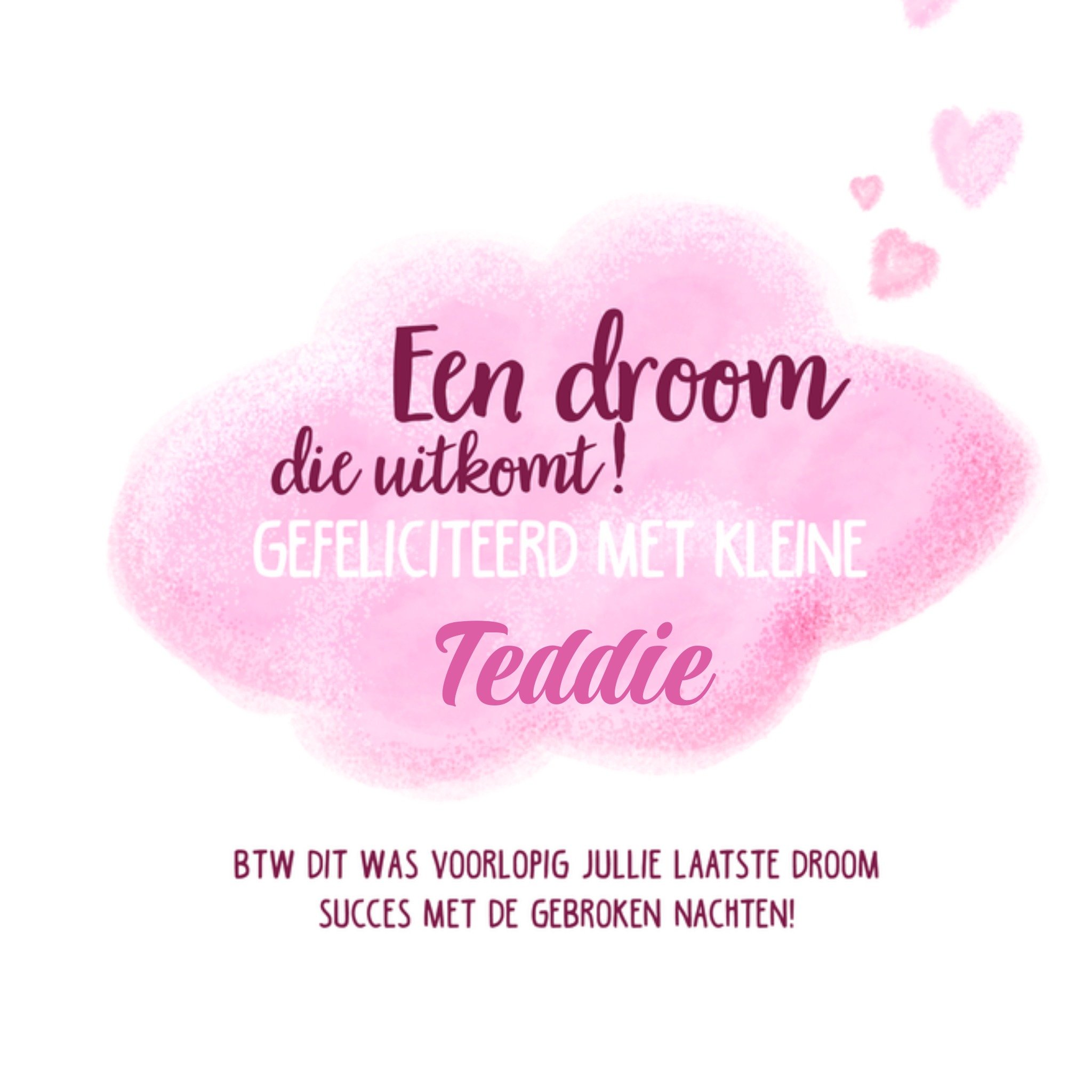 Geboortekaart met naam Vierkante Kaart Liefs Jansje