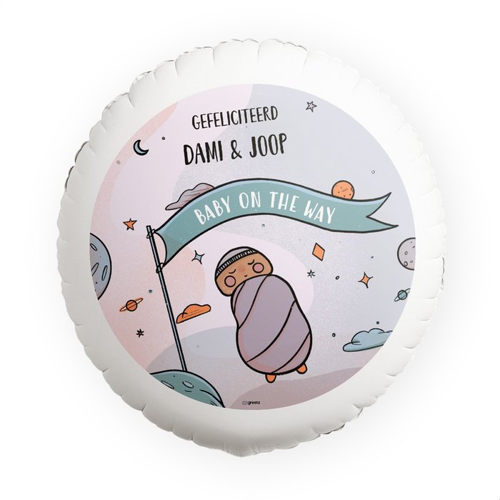 Ballon 'Baby on the way met eigen naam'
