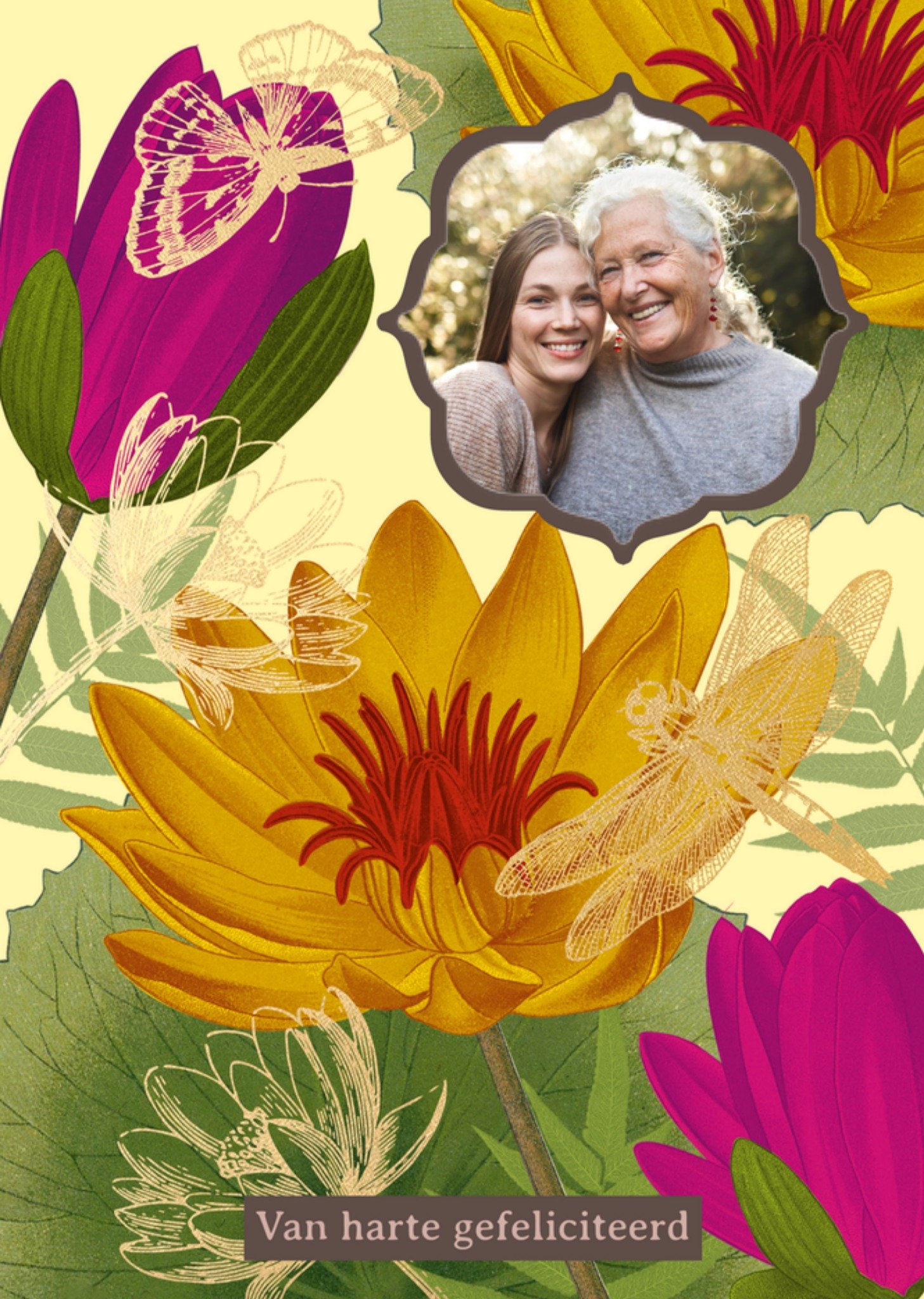 Verjaardagskaart Botanische illustratie Met foto Paperclip