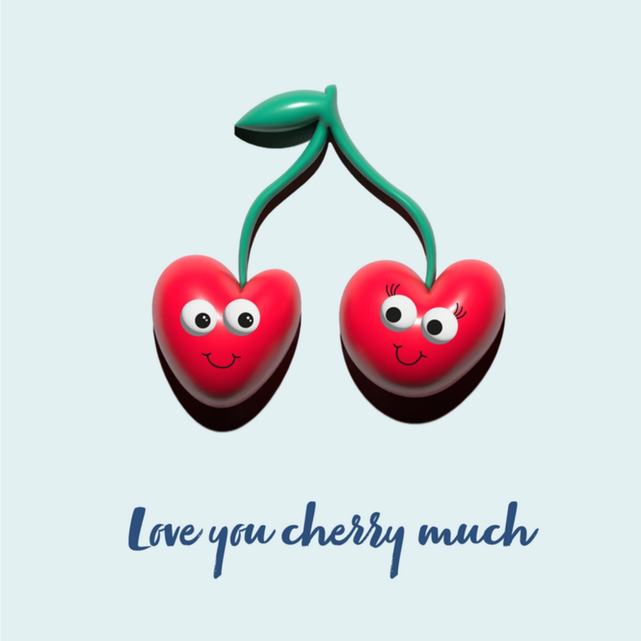 Greetz Valentijnskaart Schattig Love you cherry much Vierkant