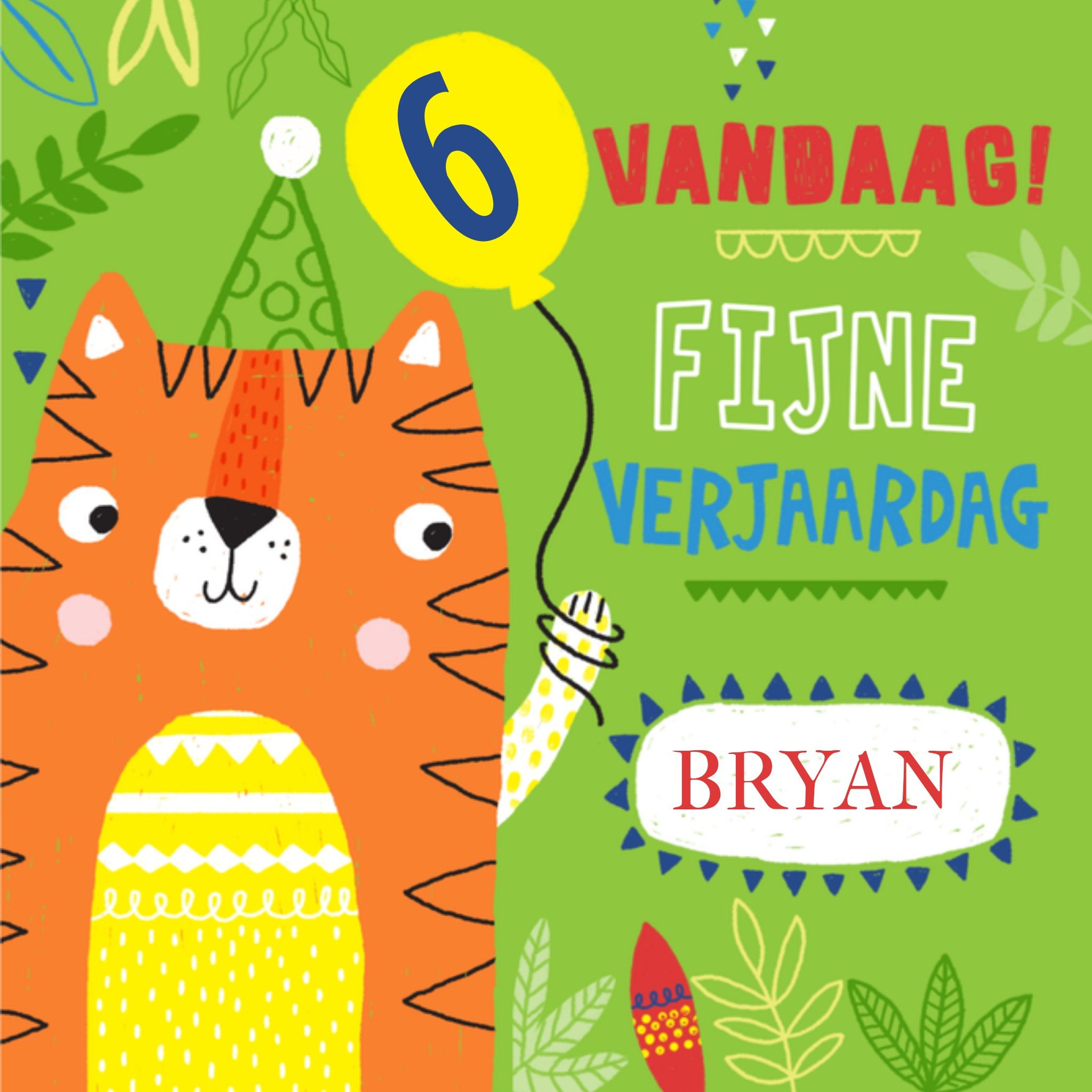 Greetz Verjaardagskaart Kat Groen Vierkant