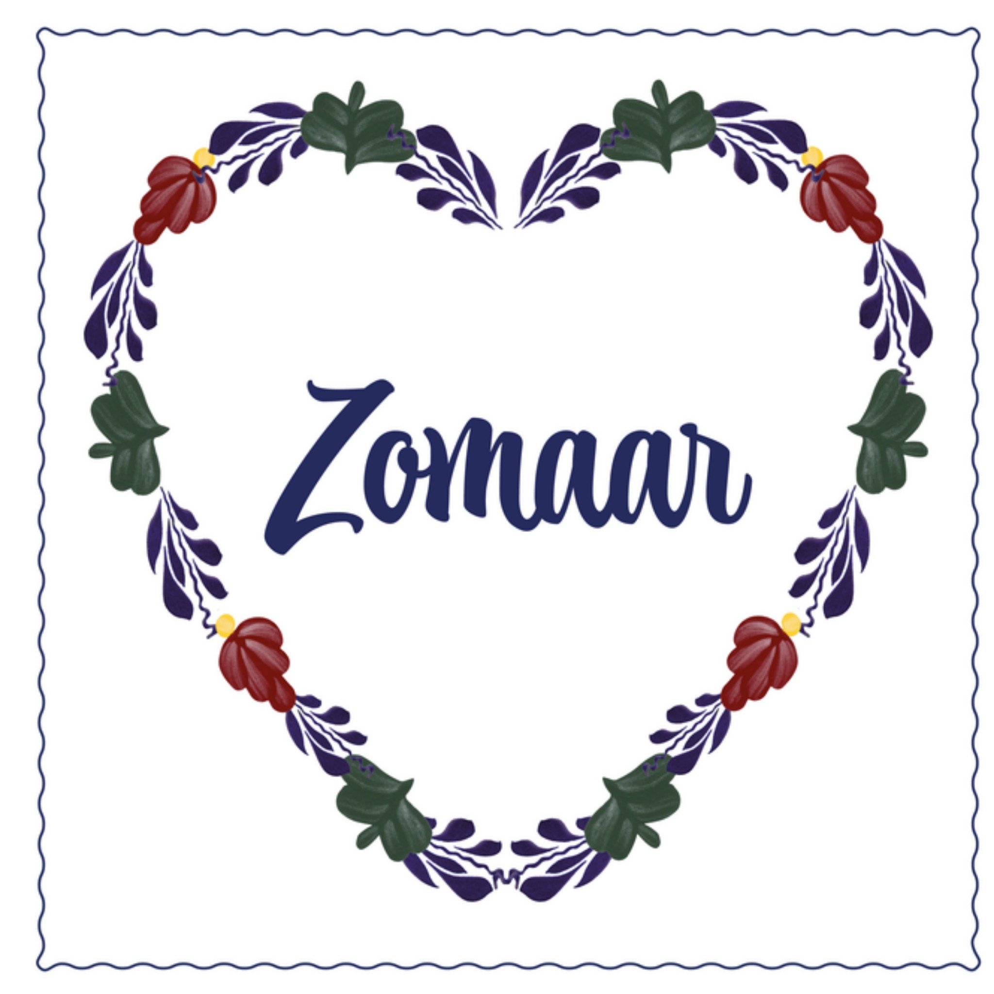 Zomaar kaart Hart Vierkante Kaart Boerenbont