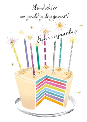 Een Geweldige Dag Gewenst Geïllustreerde Taart Kleindochter Verjaardag Kaart
