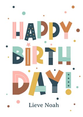 Kleurrijk Patroon Typografisch Verjaardag Kaart