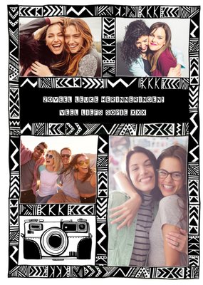 Zoveel Leuke Herinneringen Geometrisch Patroon Collage Foto Upload Kaart