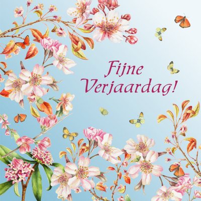 Verjaardagskaart | Bloemen | Vlinders | Lucht