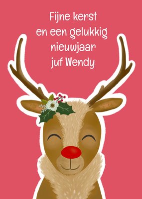 Tsjip | Kerstkaart | Rendier | Juf