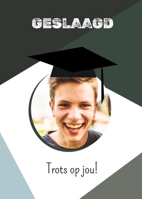 Trots Op Jou Afstudeerhoed Foto Upload Geslaagd Kaart