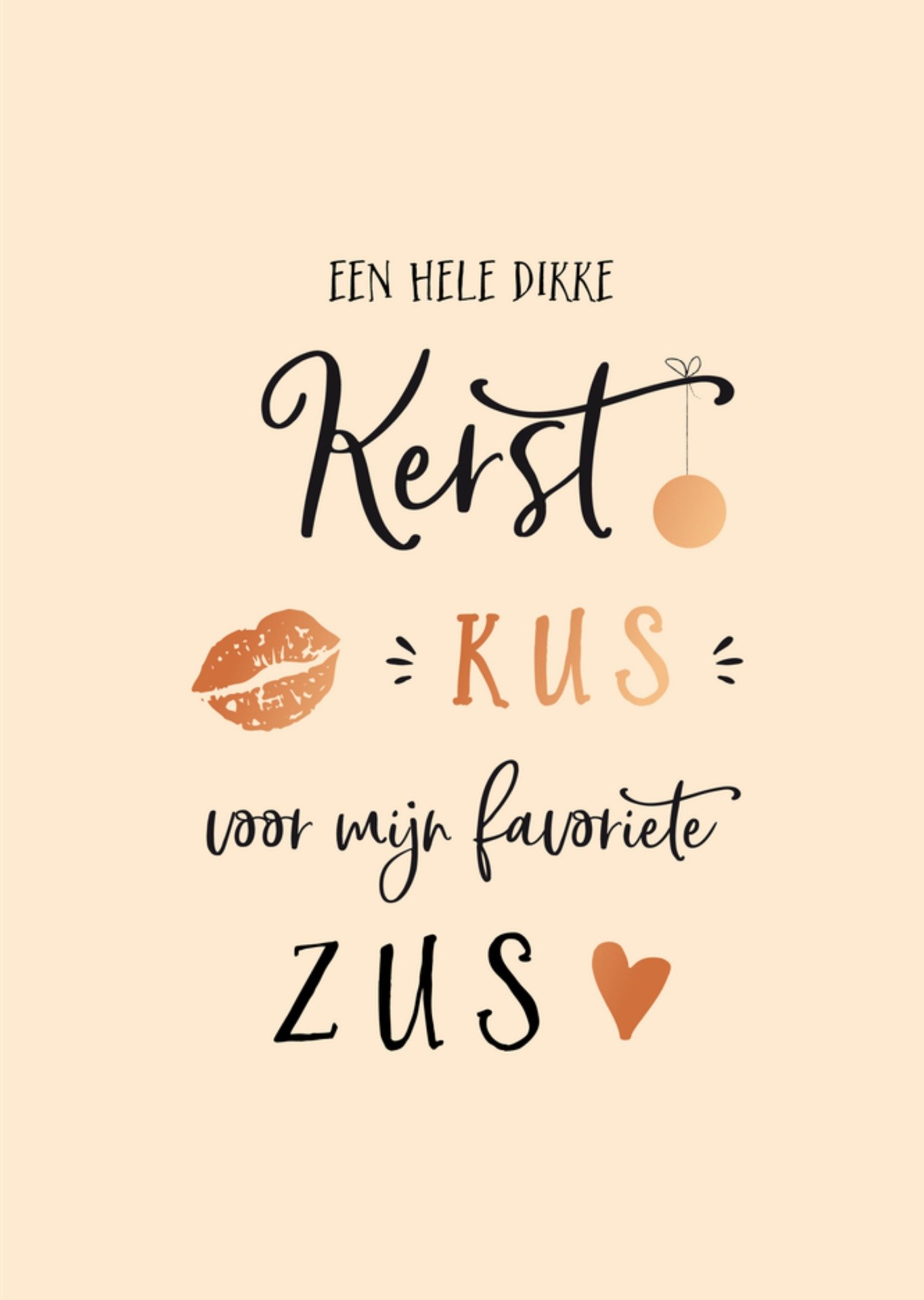 Kerstkaart Kerstkus Zus Tsjip