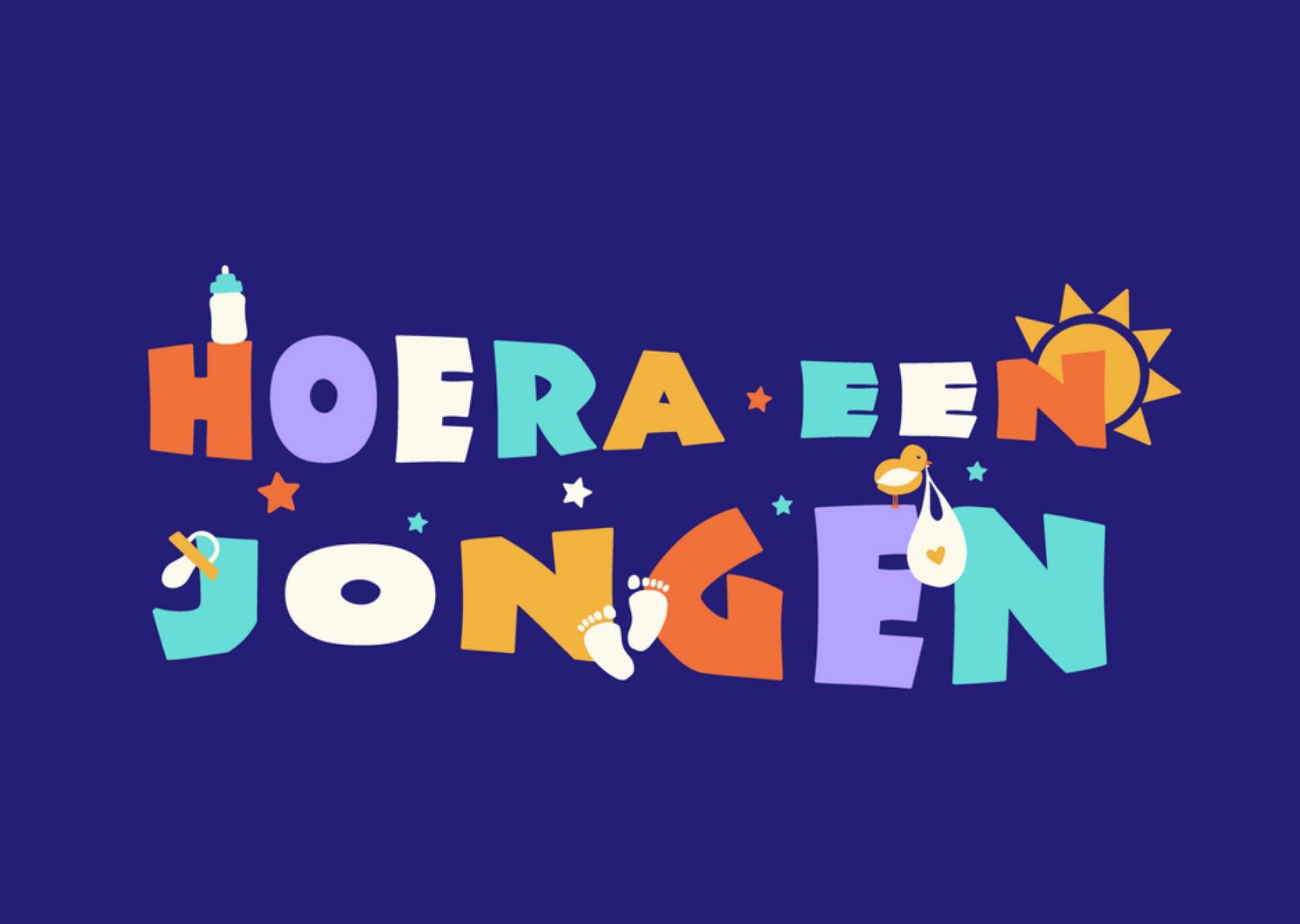 Geboortekaart hoera een jongen Kaart Greetz