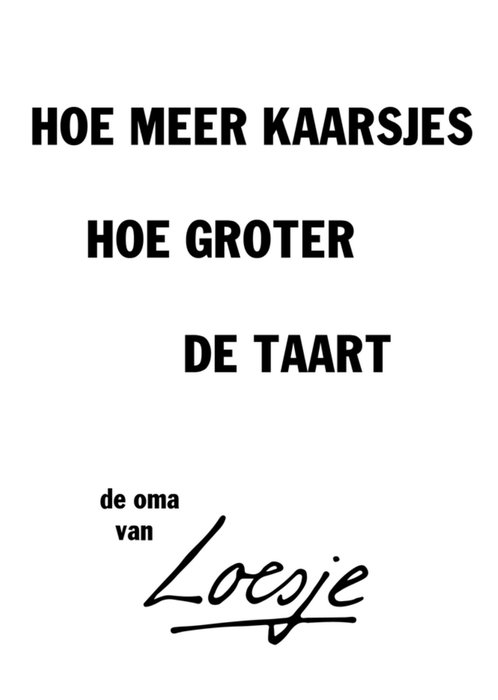 Loesje | Verjaardagskaart | hoe meer kaarsjes