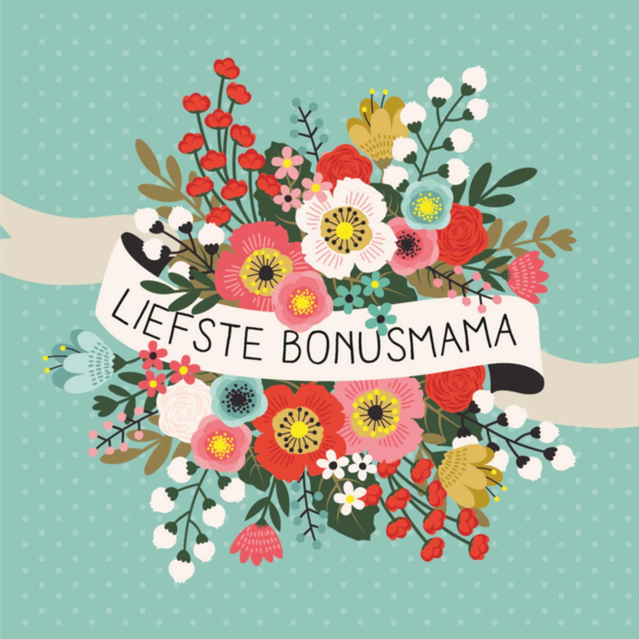 Moederdagkaart bonusmama bloemen Vierkante Kaart Paperclip