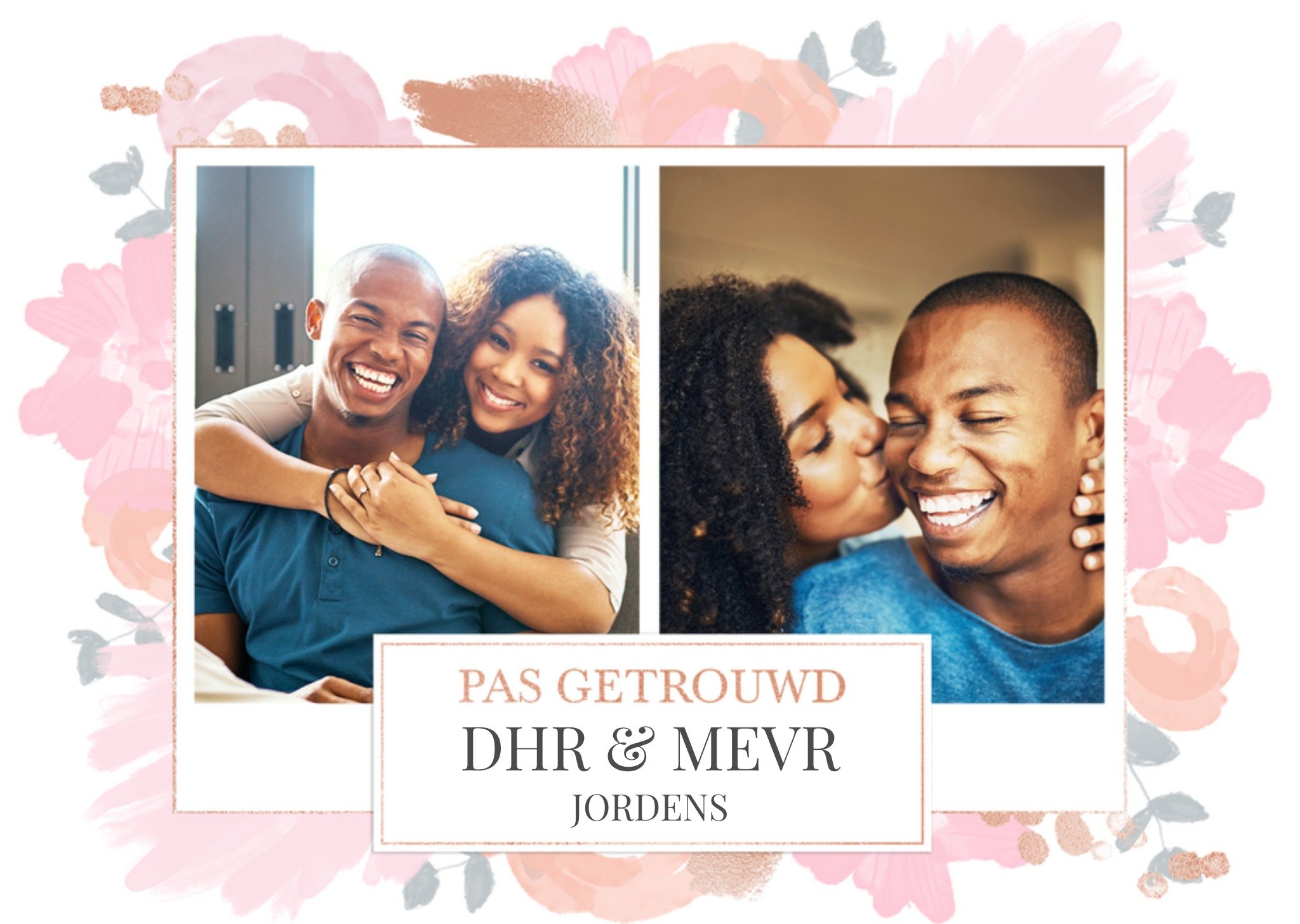 Huwelijkskaart Pas Getrouwd Aanpasbare foto enn tekst Greetz