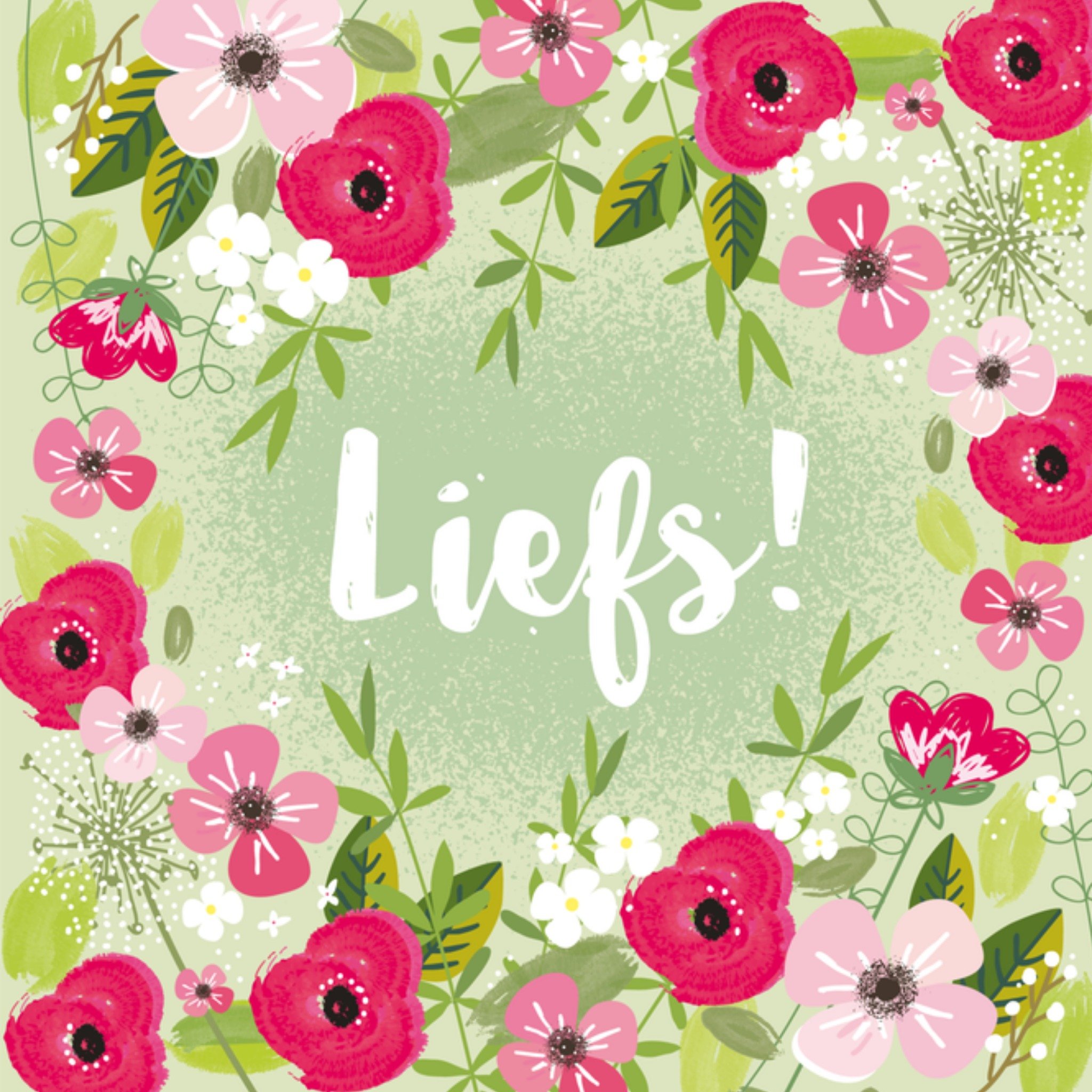 Zomaar kaartje Bloemen Groen Rood Vierkante Kaart Tsjip