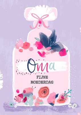 Geïllustreerd Cadeau Met Bloemen Oma Moederdag Kaart
