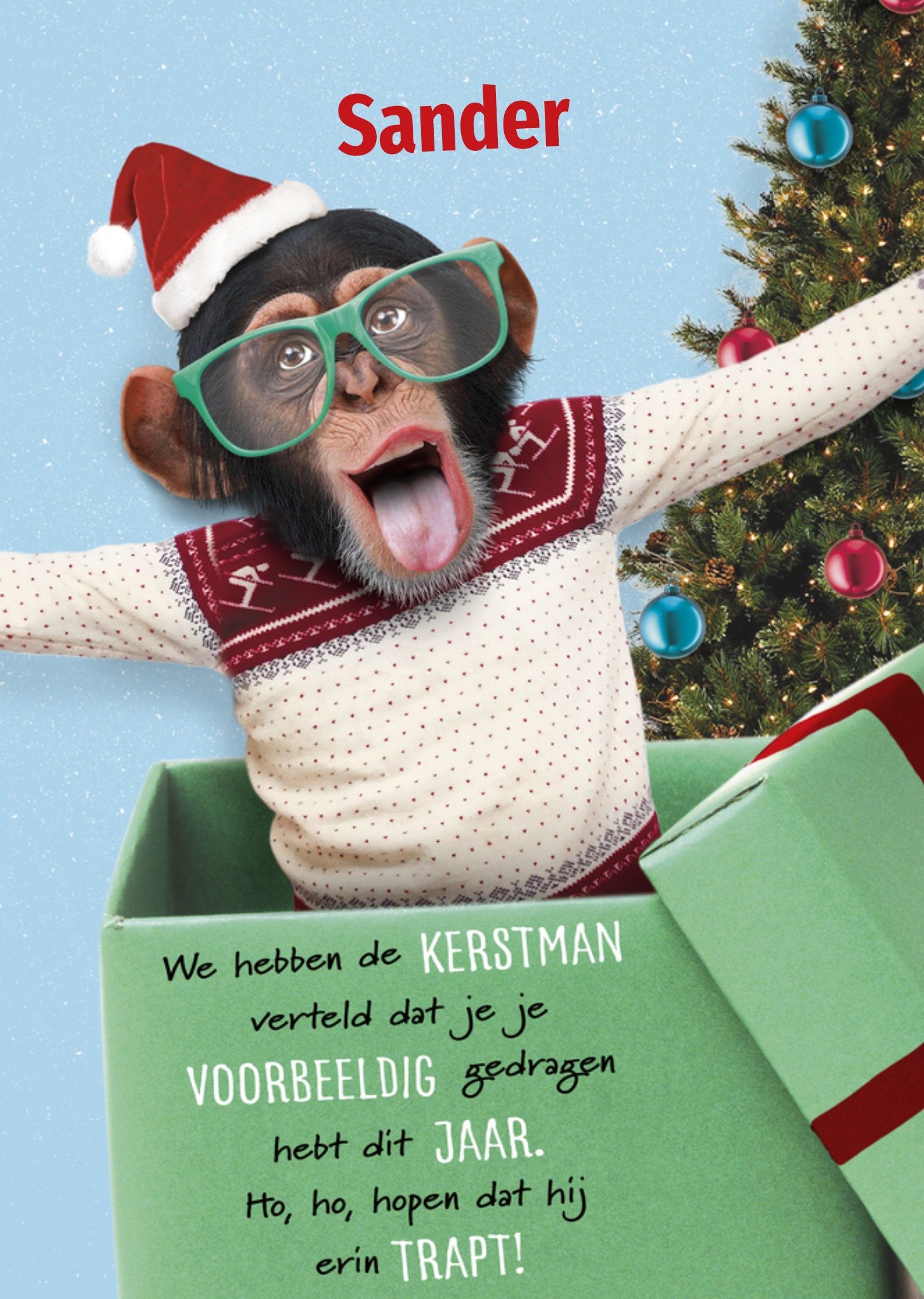 Kerstkaart Aap Met naam UK Greetings