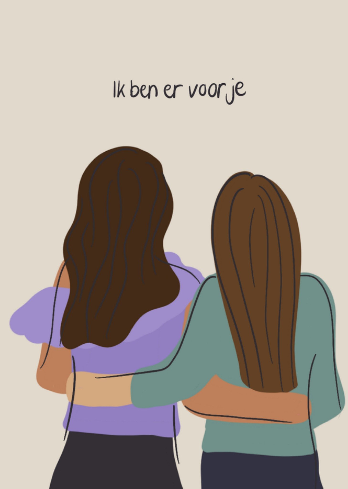 Denken aan kaart illustratie vriendin Greetz