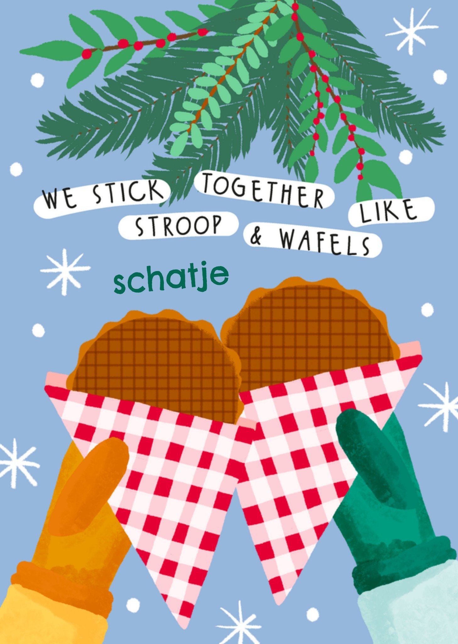 Kerstkaart Stroopwafels Aanpasbare tekst Greetz