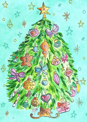 Jill | Kerstkaart | Met een kerstboomillustratie